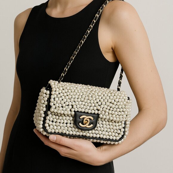 Chanel timeless classique pearl leather handbag - Picture 1 of 12